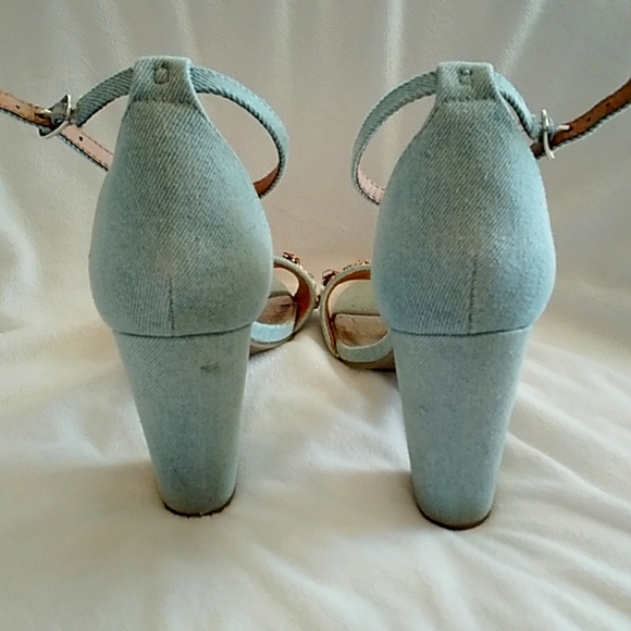Denim Sandal Heels - Picture 2 of 7